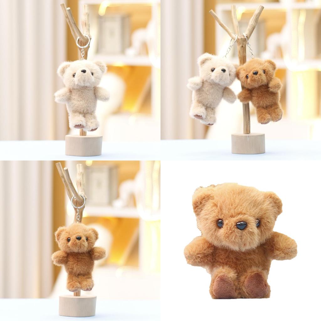 Cute Brown And White Bear Plush Doll With Pp Cotton Filling For Kids And Car Accessories