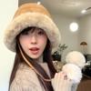 Sweet and cute tether hat women's winter outdoor cold protection plush hat casual warm ear hat