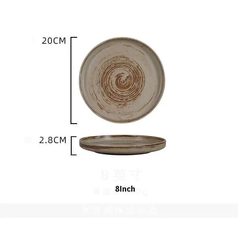 Japanese Ceramic Dinner Plate Steak Food Tray Tableware Straight Edge Flat Plate Salad Pasta Dish Dinnerware
