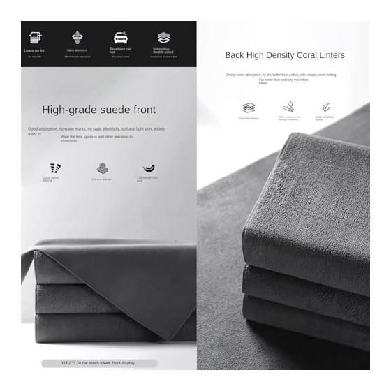 Car Wash Drying Towel - Double Sided Lint-Free Reusable Cloth Cleaning Dry Towel Car Detailing Cleaner for Automobile Boat Mirror Window Windshield