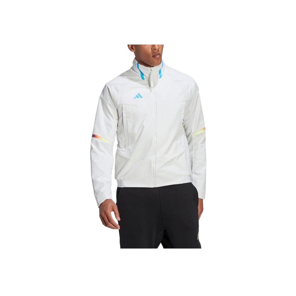 Adidas Solid Color Zip High Neck Long Sleeve Jacket Men jackets White HT3402