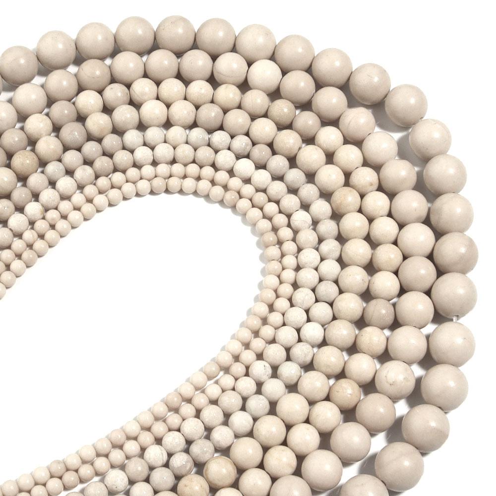 1 Strand Natural Stone Beads 4/6/8/10/12mm Beige Round Loose Beads For Jewelry Making DIY Crafts Bracelets Necklace Accessories