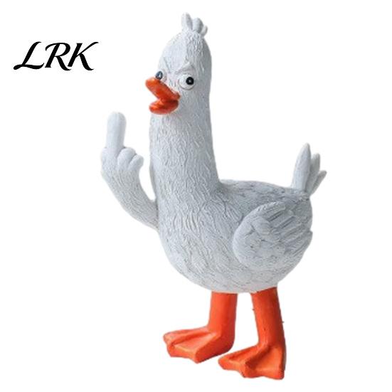 Klare Textur Harzkunst Lustige Mittelfinger-Statue, 6 Zoll Freche Entenfigur mit Mattem Finish, Schreibtischdekoration Schrullige Verzierung, Stress