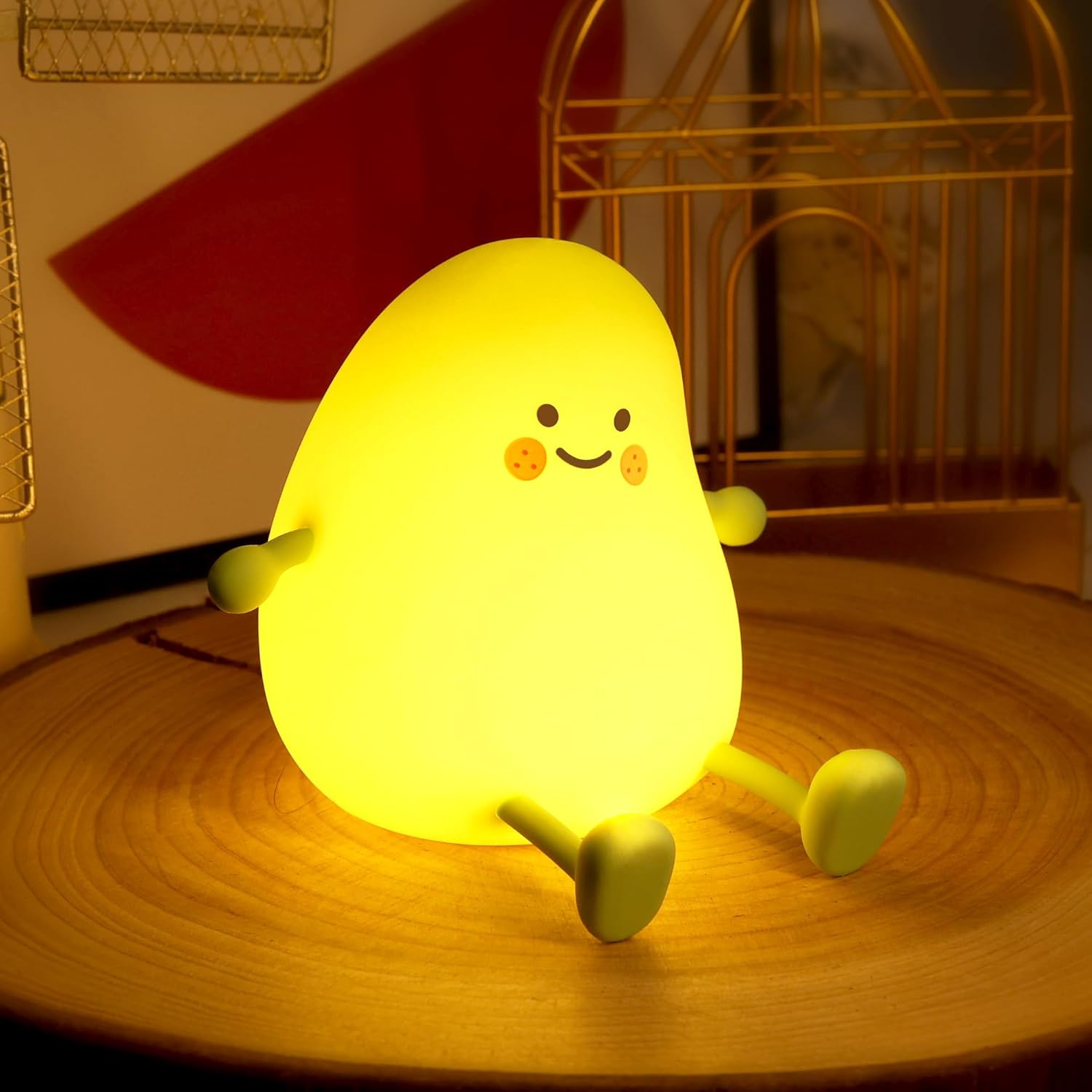 

Cute Night Light Kids Mango Sleep Lamp Warm White Bedroom Decor Silicone Nightlight Baby Nursery Lights Birthday Christmas Gift