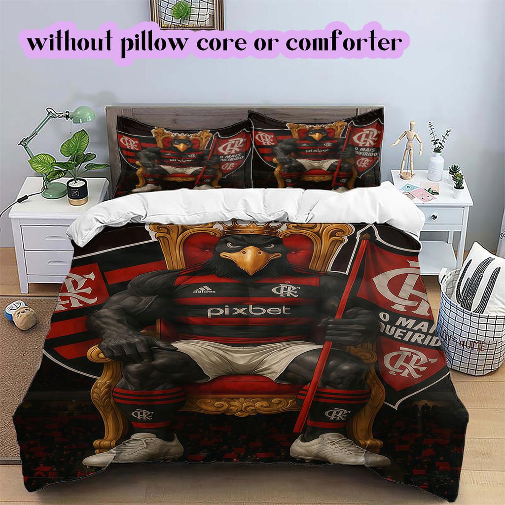 Flamengo football soccer Pattern Bedding,Quilt Set Quilt Cover Pillowcase Home Birthday Gift (1*duvet cover+2*pillowcase,without core)