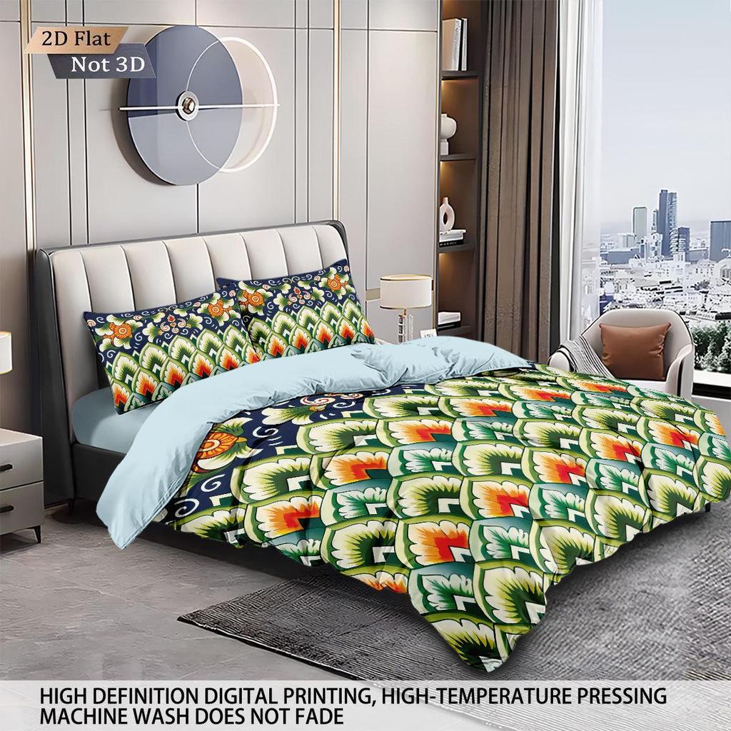 Duvet Cover Set med Keramiskt Kakelmönster - Digitaltryck, 3-delat Sängkläder