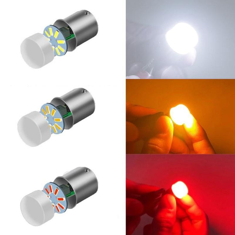 2-20 PCS P21W 1156 BA15S 1157 BAY15D LED Bulbs For Turn Signal Parking Backup Lights 800LM 12V 3014-9SMD 6500K White Red Yellow Bulbs 7