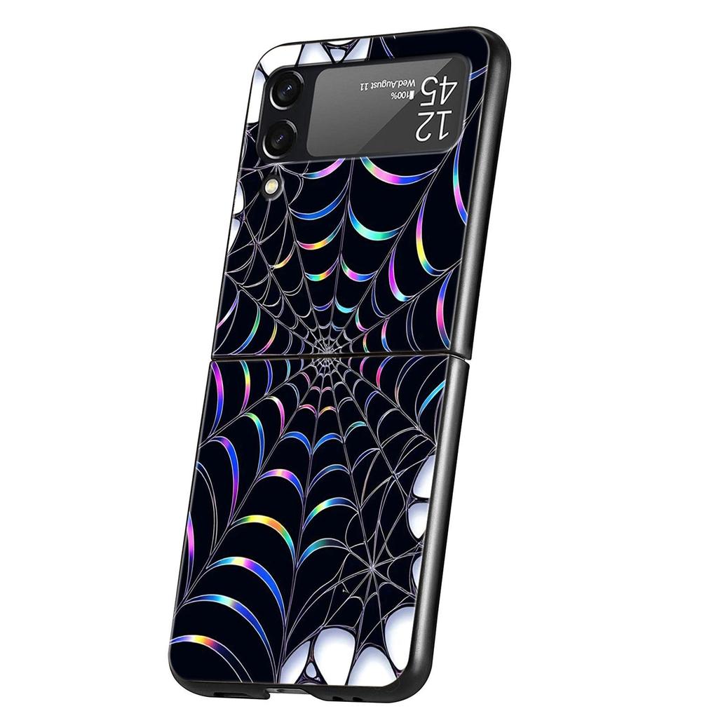 Spider Web Hard PC Phone Case For Samsung Galaxy Z Flip 7 6 5 4 Black Cover For Galaxy Z Flip 3 Foldable Shell Fundas Capas Bags