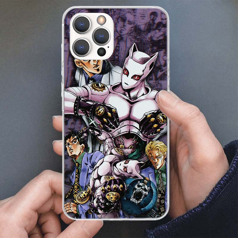 Anime JoJo Killer Queen Phone Case For Apple iPhone 16 15 14 13 12 11 Pro Max Mini XS XR X 7 Plus 8 + SE Soft Silicone Print She