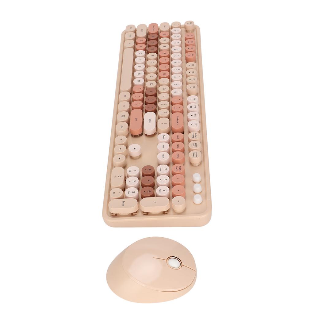 Wireless Keyboard Mouse 104 Keys Ergonomic Cute Desktop Game Keyboard Mouse Kit for Girls for Home