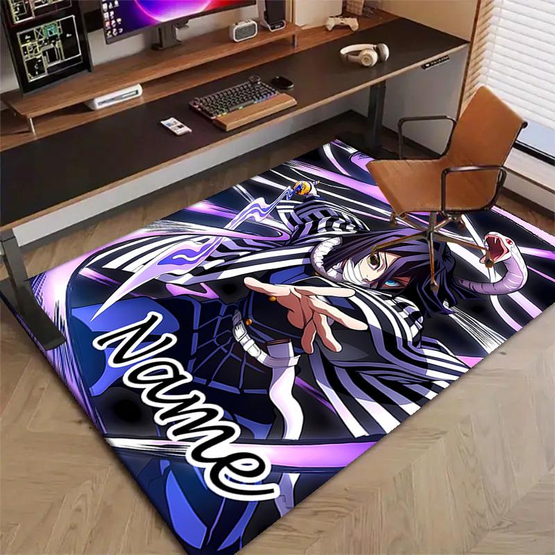 Custom Demon Slayer Mat Personalized Name, Polyester Washable Indoor Entryway Rug, Gift for Christmas, Easter, Thanksgiving Day