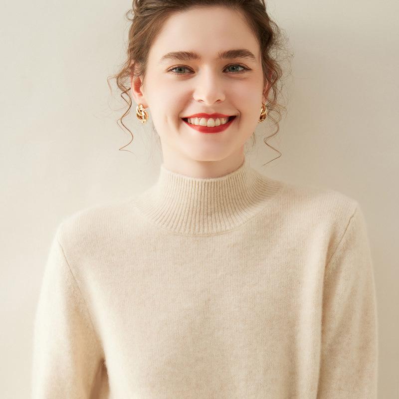 Women's Half-High Collar Thickened Cashmere Sweater - Autumn/Winter Style
