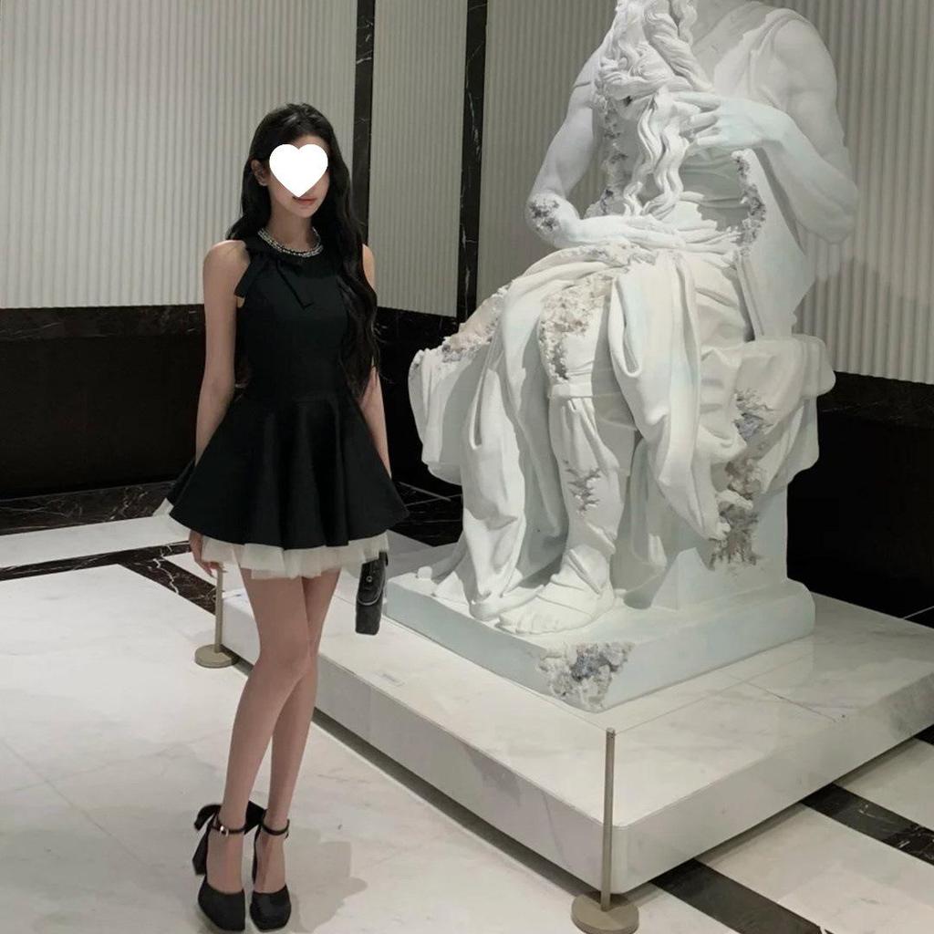 Elegant Sleeveless Slim Black Dress for Women's Summer Birthday Party