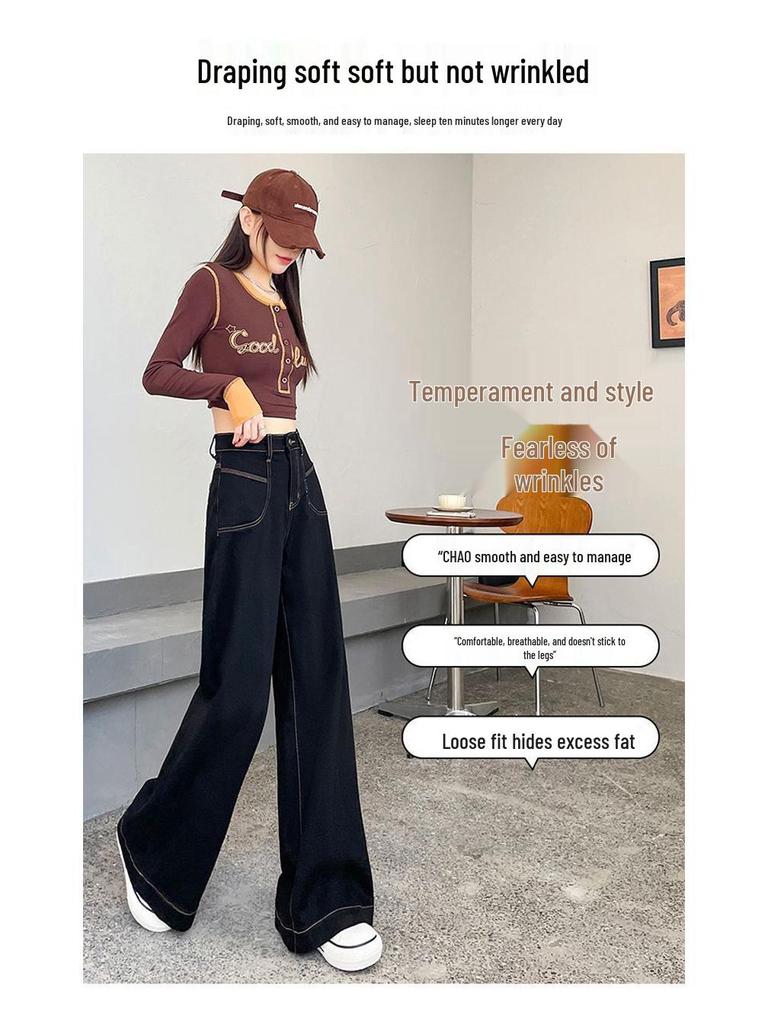 Women's Plus Size High Waist Black Micro Flare Jeans - Pear Shape, Wide Leg, Floor Length, Spring/Summer.