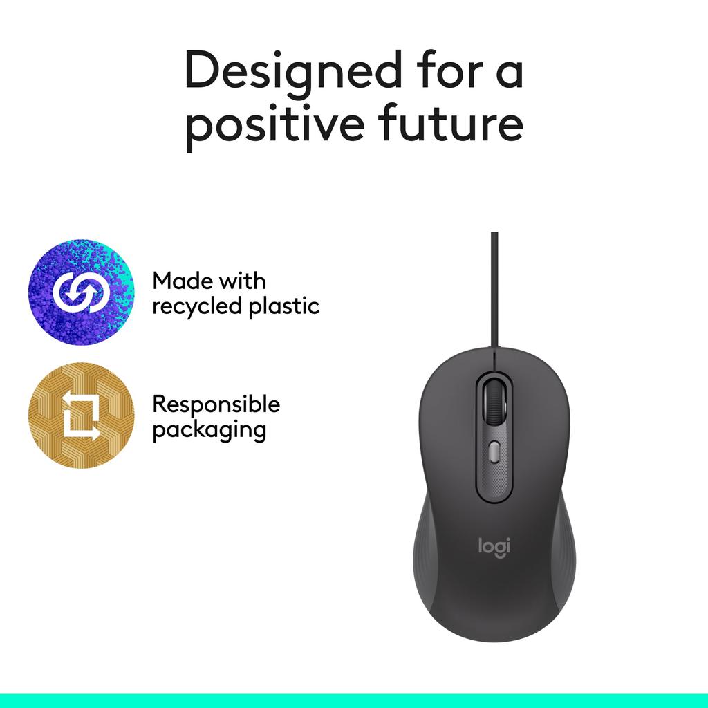 Logitech Signature Wired M520 L Optical Mouse for Business Use - Graphite