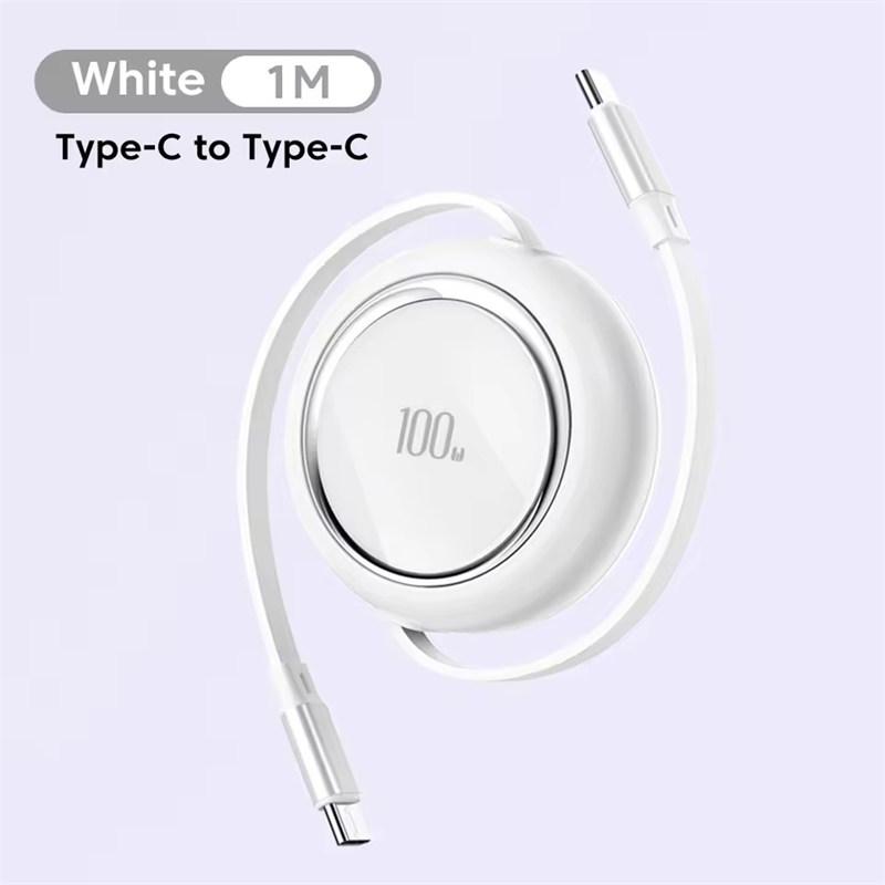 

PD 100W выдвижной кабель для быстрой зарядки Type C - USB C для iPhone 15 MacBook Samsung Xiaomi USB C - Lightning кабель 1M белый