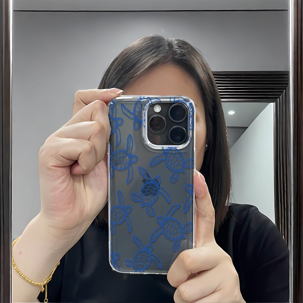 Vollbild Blaue Schildkröte Handyhülle Für IPhone 16 15 14 13 12 11 Pro Max XR XS Max 7 8 Plus Kawaii Hülle Case Funda Bumper