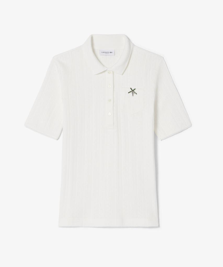 LACOSTE Women'S Pointel Ribbon Croc Polo Shirt Df5296-56G 70V