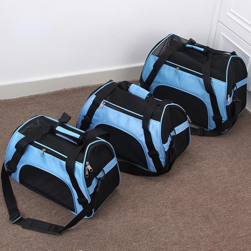 Trasportino Portatile Pieghevole per Cani e Gatti a 4 Colori con Rete Traspirante Gabbia da Viaggio Borsa Tote a Tracolla