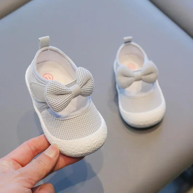Kids Shoes Baby Girl Walking Shoes with Breathable and Non Slip Mesh Bow Princess Shoes with Non Slip Soft Soles