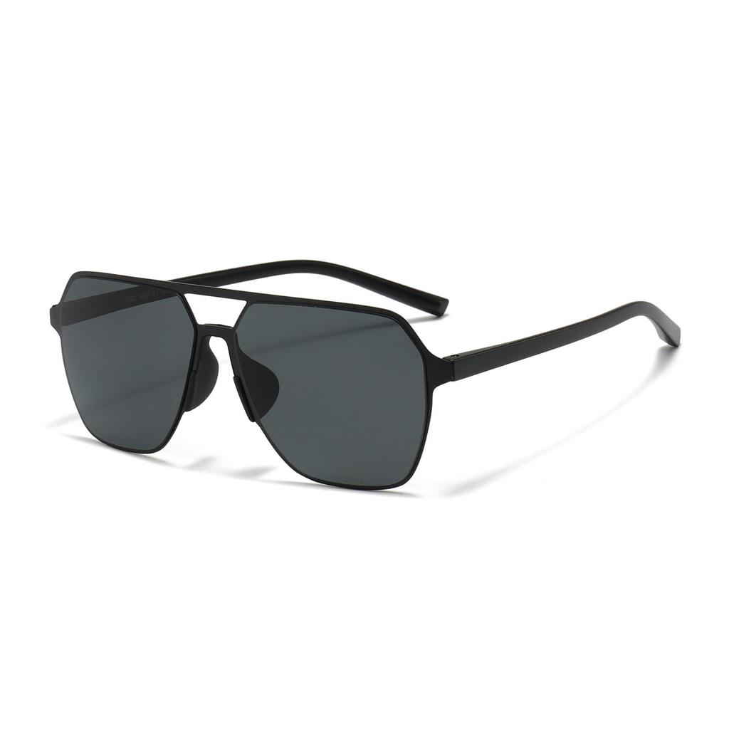 Fashion 2026 Square Frame Polarized Sunglasses for Men - Double Bridge, UV Protection, Ideal for Outdoor Driving