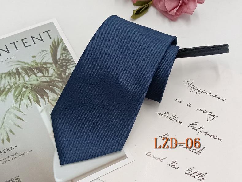 Men's Easy-Pull Knot-Free 8cm Striped Black Zipper Tie