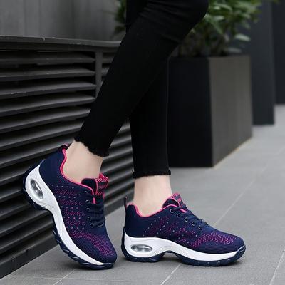 Zapatos casuales, zapatos de mujer tejidos con amortiguación de aire, zapatos deportivos, zapatos de malla transpirable, zapatos de mujer que aumentan la estatura