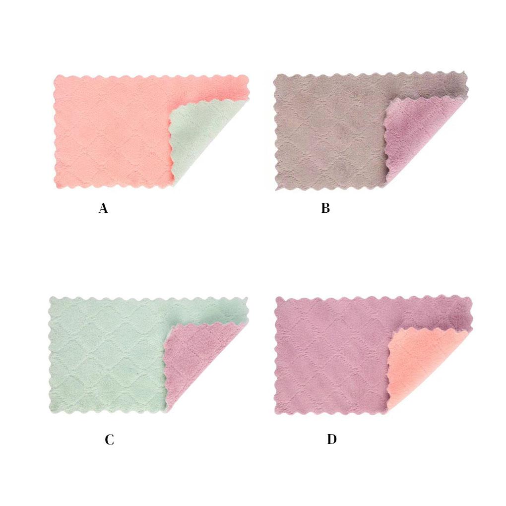 2-sides Thicken Kitchen Cloth Soft Coral Velvet Washing Rag Non-stick Absorbent Towel