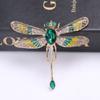 Blucome New Diamond-encrusted Dragonfly Brooch Female European Fashion All-match Alloy Dripping Oil Insect Brooch
