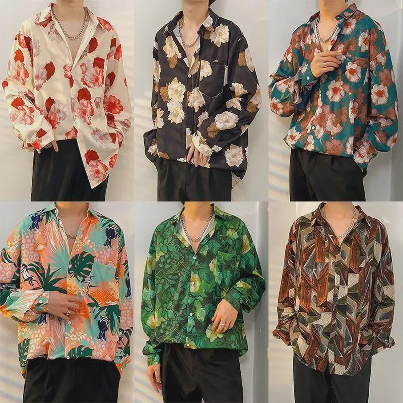 Heren bloemenoverhemd - Japanse en Koreaanse stijl, lente/herfst, trendy retro Hong Kong-stijl, casual all-match jas
