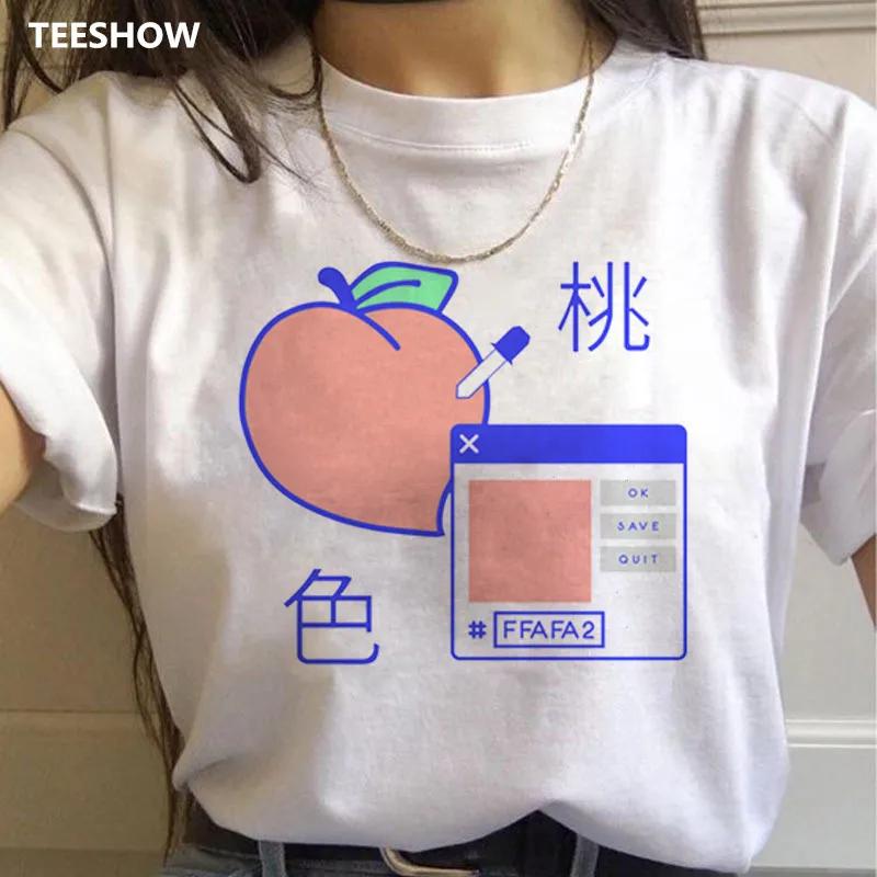 Peach Harajuku Small Fresh T Shirts Unisex Print Korean Style Tshirts 90s Peachy Graphic Tshirts Fashion Funny Top Tees Female