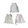 Small Drawstring Bags Cute Bow Makeup Pouch Portable Canvas Storage Bag