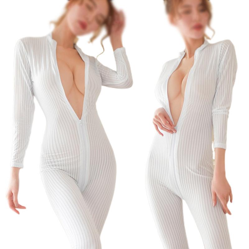 Fun Underwear Double Zipper High Elastic Crotch Nightclub Performance Uniform Three-dimensional One-piece Pure Desire Corset Queen Suit