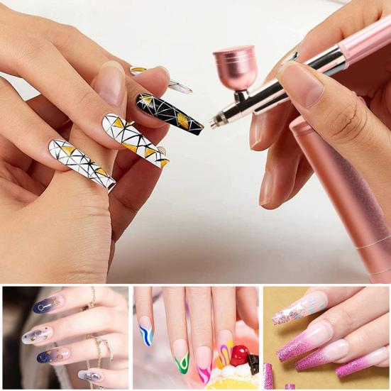 Portable Airbrush Kit Brush Set Cordless Rechargeable High-Pressure Non-Clogging Air Manicure Airbrush Tool for Painting nero