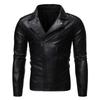 Men's 2019 Autumn/Winter Slim Fit PU Leather Motorcycle Jacket with Oblique Zipper and Lapel Design
