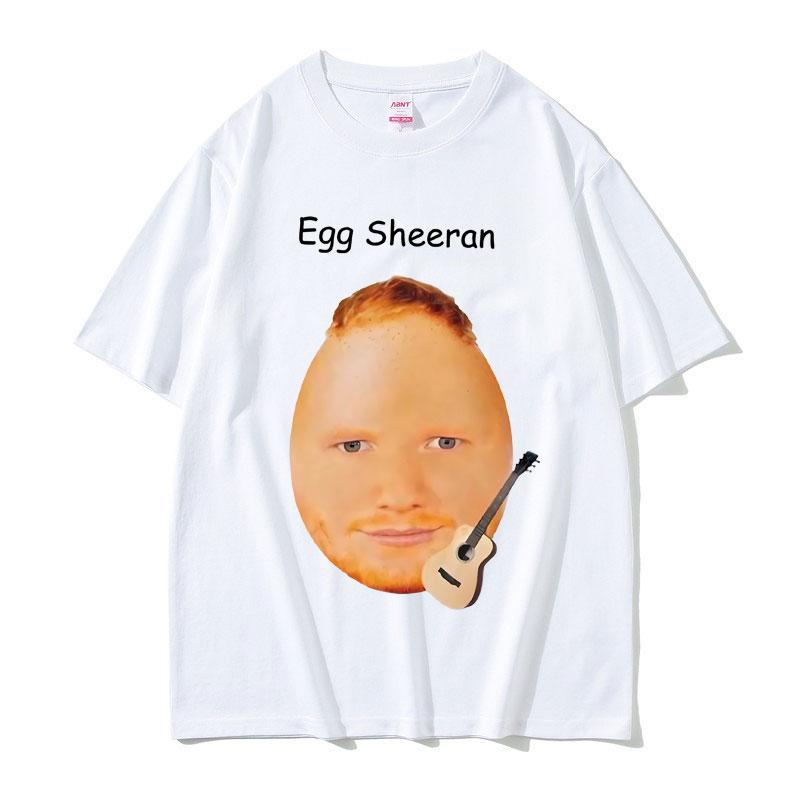 Egg Ed Sheeran Funny Meme T-shirt for Men and Women, Fashionable and Casual, Oversized Cotton Round-neck Short-sleeved