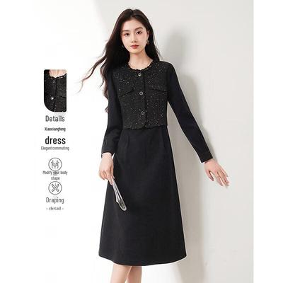 Elegantes A-Linien-Trenchkleid mit rundem Ausschnitt