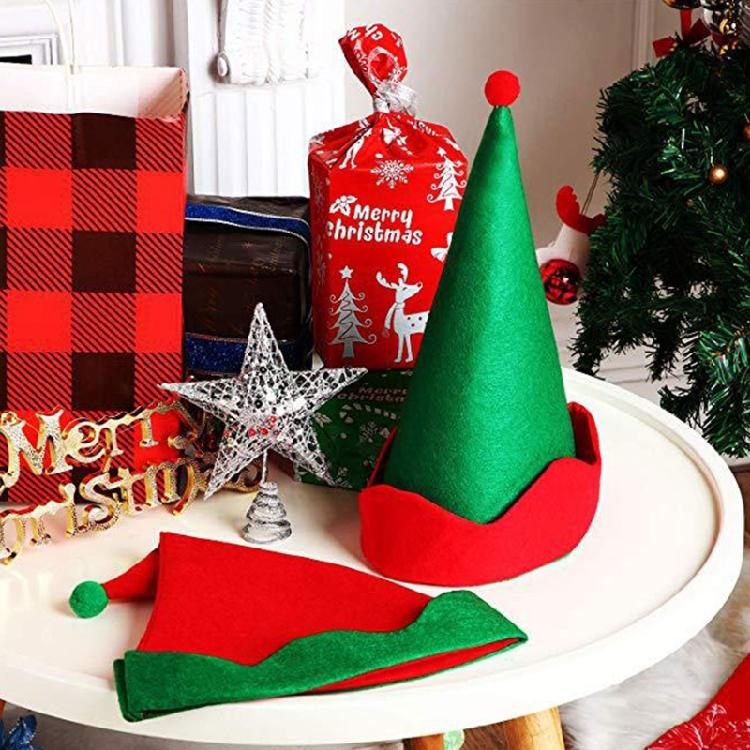 Stylish Red and Green Christmas Hat Santa Claus Elf Hat Pointed Hat for Cosplay