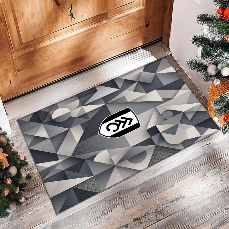 Fulham Football Print Crystal Velvet Rug, Comfortable Water Absorbent Non Slip Indoor Floor Carpet