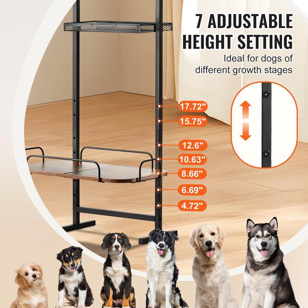 Pet Feeding Station with Storage Dog Food & Toy Organizer Raised Dog Bowls