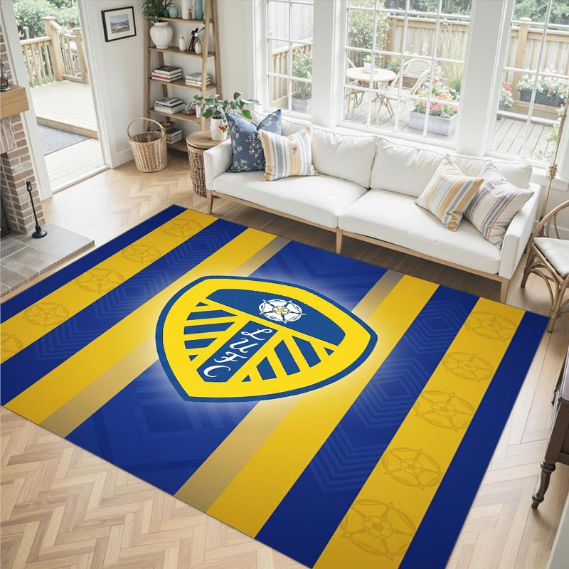 Leeds United Design Kristall Samt Teppich Gemütlich Nicht?Rutschfester Teppich mit Aufdruck für Schlafzimmer Wohnzimmer Eingang
