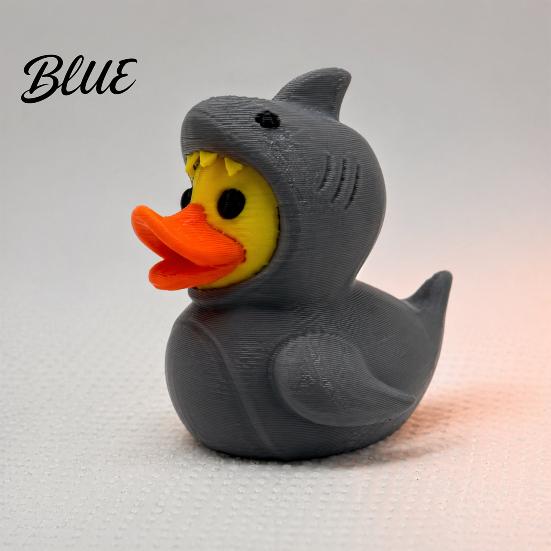 Shark Headgear Accessory 3D Printed Duck Figurine, Cute Yellow And Cool Gray Contrast Ornament Ornaments, Mini Desktop Playable Decor for Home Office