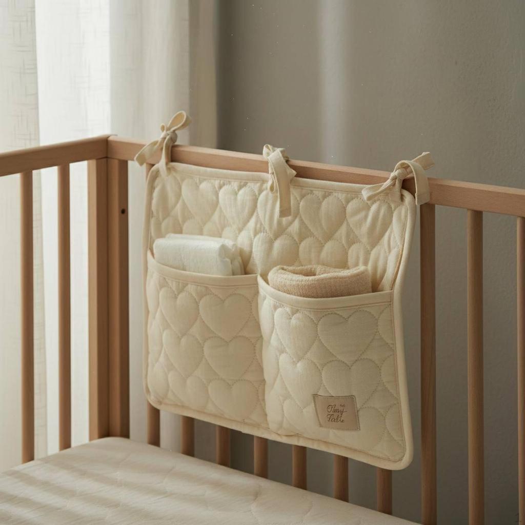 Crib Hanging Bag Korean Design Bedside Storage Effortless to Hang Nursery Pouch