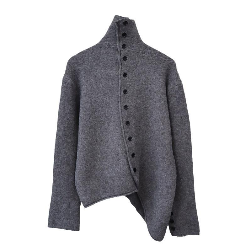 Premium temperament knitted cardigan autumn and winter new design irregular sweater jacket women