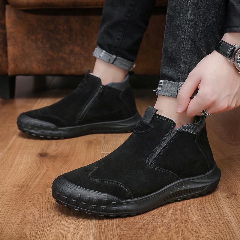 Fashion Winter Warm Boots Leather Loafers for Men Luxury Comfortable Casual Shoes Breathable Male Driving Moccasin Walking Sneakers Man