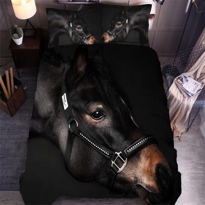 3D Pferde Druck Bettbezug Tier Bettwäsche Set Einzelbett Doppelbett Queen Size King Size für Kinder Männer Schwarz Weicher Bettdeckenbezug Kissenbezug
