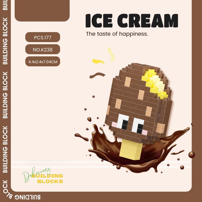 Cartoon Ice Cream Figures Micro Diamond Block Vanilla Chocolates Pineapple Nanobricks Cherry Popsicle Building Bricks Toys