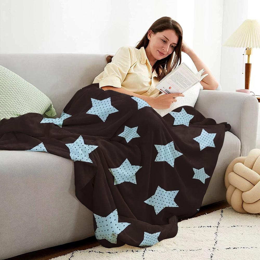 Brown Star Dot Lightweight Microfiber Soft Christmas Fleece Blanket Warm Cozy Throw For Bed Sofa Office Travel All Season