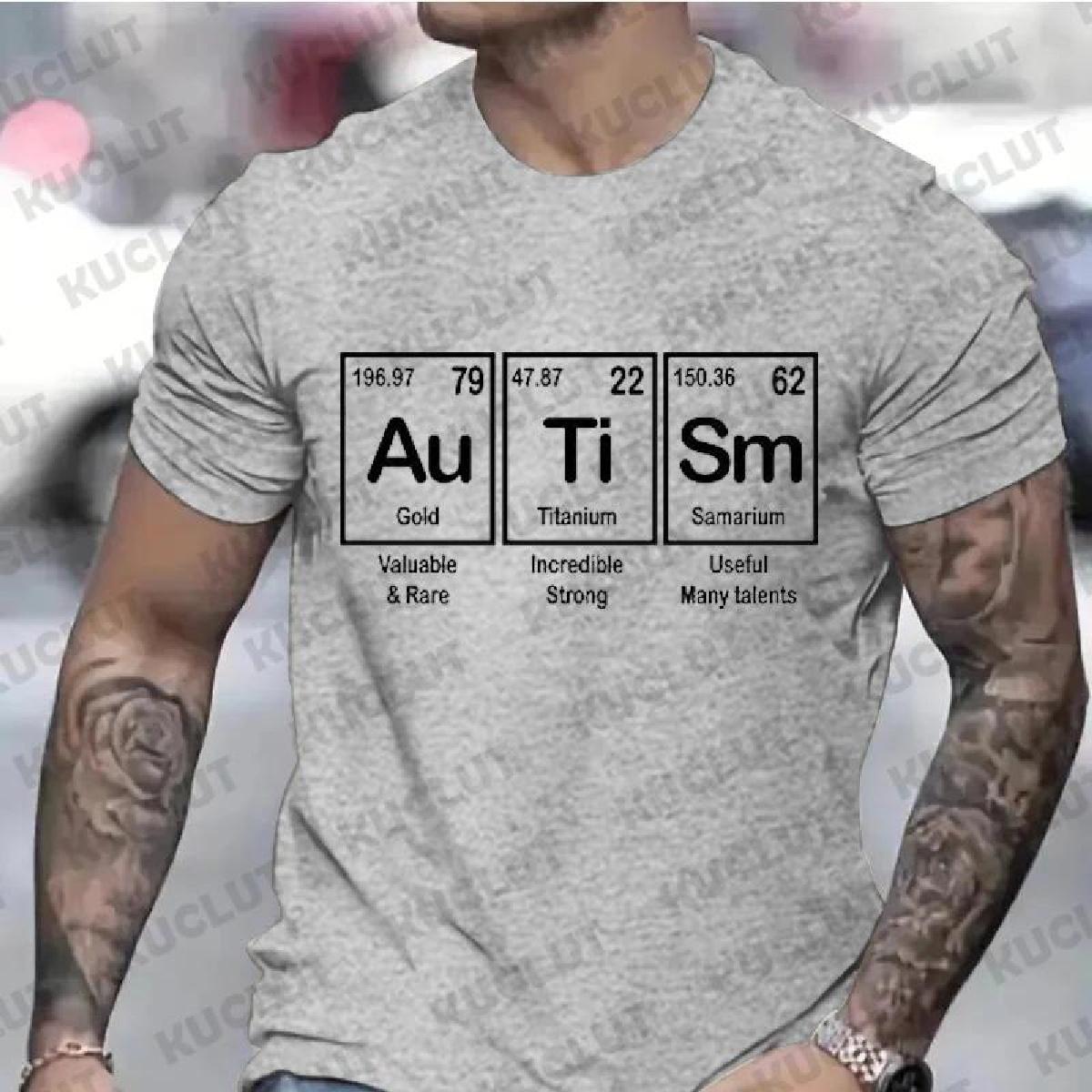 

Чоловічий одяг Аутизм Періодична таблиця Футболки для жінок Футболки для обізнаності про аутизм Футболки з коротким рукавом Унісекс Чорний чоловічий одяг XXXXXL чорний