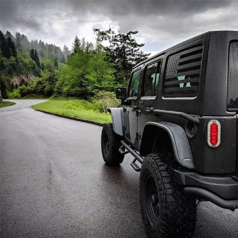 Matte Black American Flag Rear Window Decal For 2018-2022 Jeep Wrangler JL 4Door
